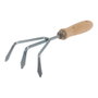 Progarden Cultivateur de jardin 3 dents en acier galvanisé avec manche en bois 10,5 x 5 x 28,5 cm