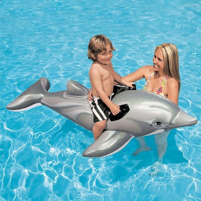 Intex Matelas de plage gonflable dauphin - Bleu