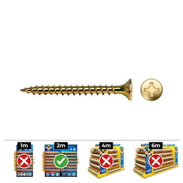 Celo Vlox Boîte de 150 Vis à bois fraisées PZ Ø 6 x 50 mm Bichromatées