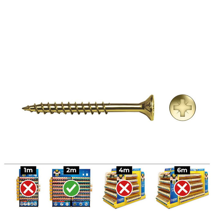 Celo Vloxp Boîte de 30 vis à bois tête fraisée PZ bicromaté Ø6 x 100 mm acier Celo Vloxp Boîte de 30 vis à bois tête fraisée PZ bicromaté Ø6 x 100 mm acier