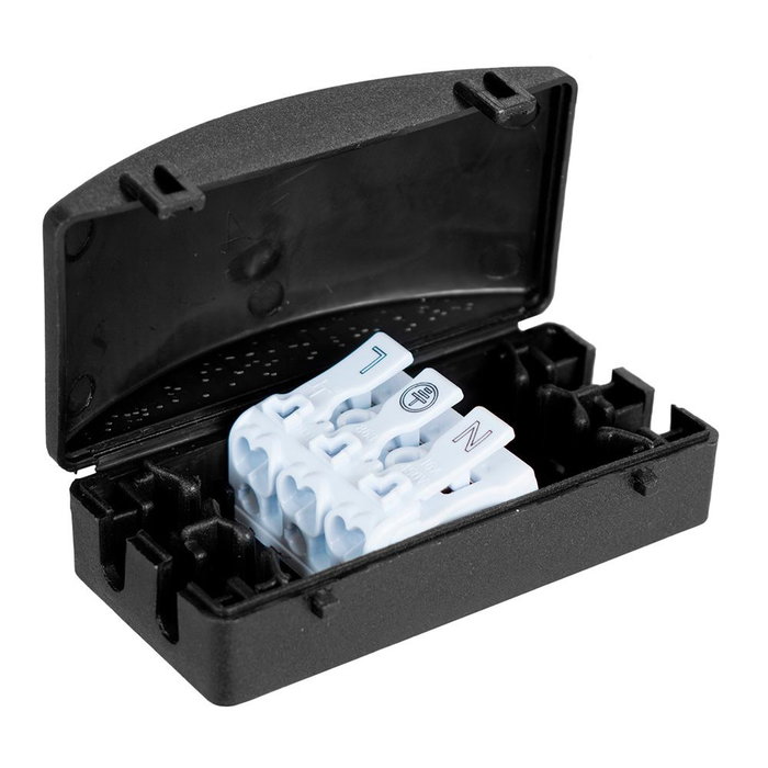 Solera Black Series Boîte de Connexion pour Éclairage IP20 BK-L3P 16A 450VAC Terminal 3P 73x27x32mm PVC Noir Solera Black Series Boîte de Connexion pour Éclairage IP20 BK-L3P 16A 450VAC Terminal 3P 73x27x32mm PVC Noir