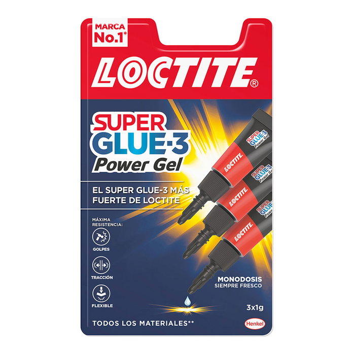 Adhésif instantané Loctite Super Glue-3 Power Gel Mini Trio 3 Unités (1 g) Adhésif instantané Loctite Super Glue-3 Power Gel Mini Trio 3 Unités (1 g)