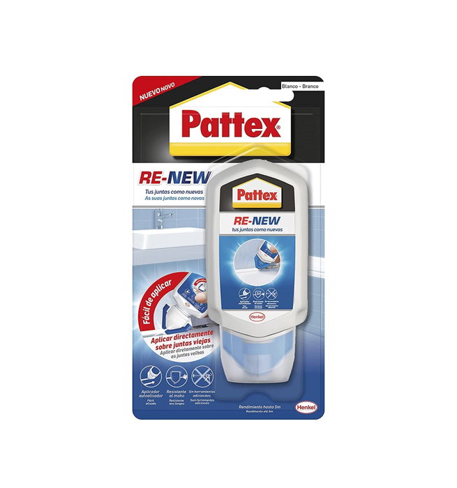 Pattex Re-new Silicone pour joints de salle de bain Blanc mat Pattex Re-new Silicone pour joints de salle de bain Blanc mat