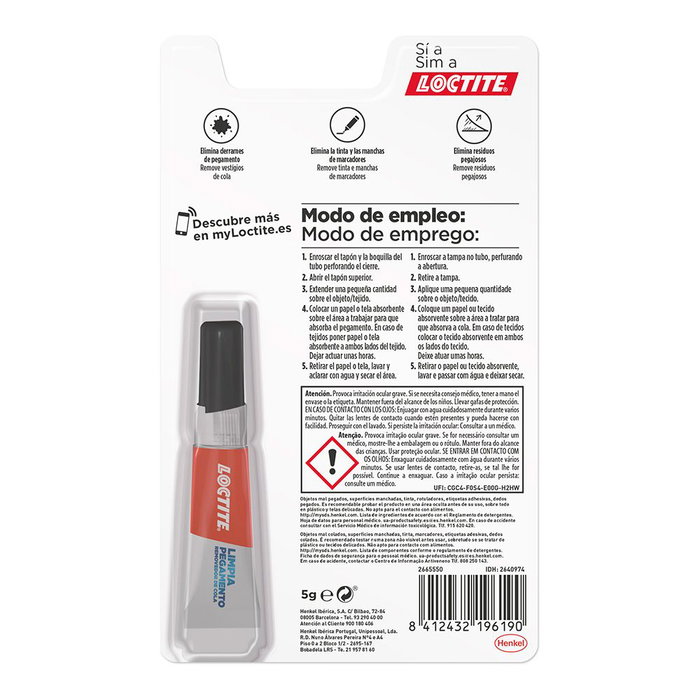 Loctite Super Glue Limpia Pegamento 5 g - Removedor de Cola Transparent en Gel