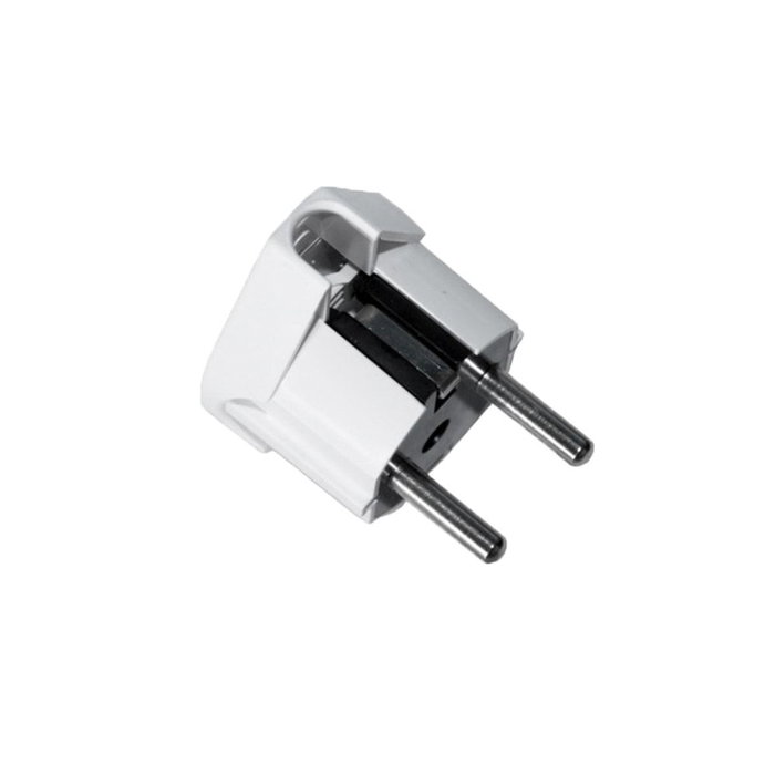 Solera Fiche mâle Schuko type T/TL sortie latérale 4,8 mm 16A blanche Solera Fiche mâle Schuko type T/TL sortie latérale 4,8 mm 16A blanche