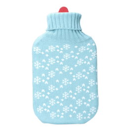 Edm Bouillotte 2 L avec Housse en Laine Modèle Flocons Blancs Bleu