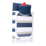 Edm Bouillotte 2 L Rayures Bleues avec Housse en Laine 20 x 1,5 x 34,5 cm