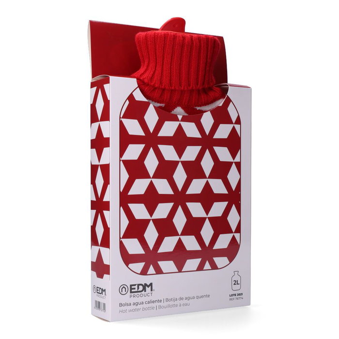 Edm Bouillotte 2L Modèle Simetrías Rouge - Couverture en Laine 20 x 34,5 cm