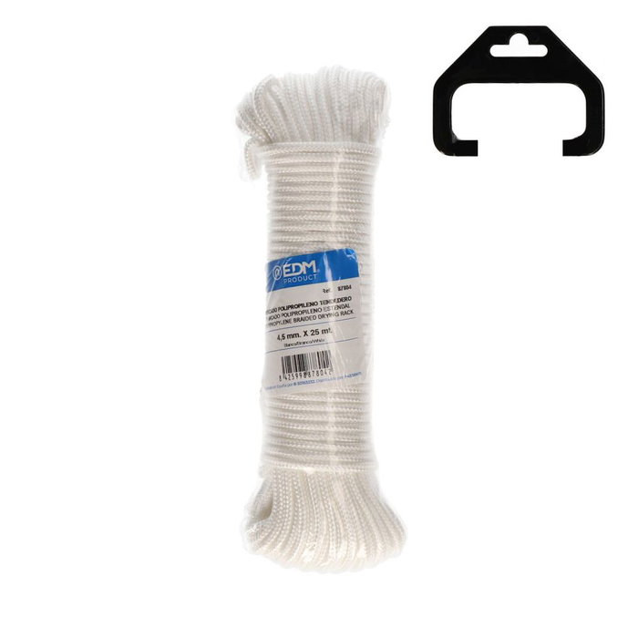 écheveau tressé EDM 87804 Blanc polypropylène 4,5 mm x 25 m écheveau tressé EDM 87804 Blanc polypropylène 4,5 mm x 25 m