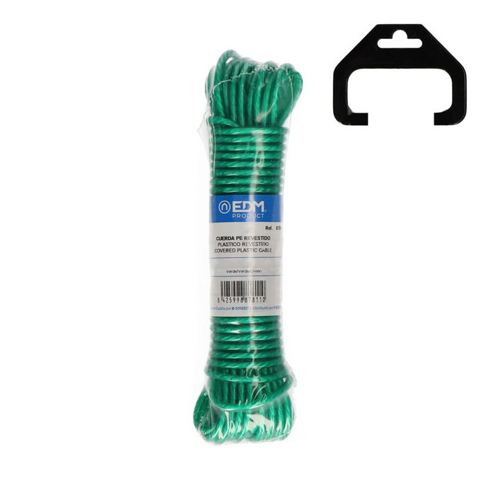 Edm Corde en plastique vert revêtu de PVC 3,8 mm x 15 m Edm Corde en plastique vert revêtu de PVC 3,8 mm x 15 m