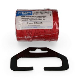 Edm Cordon tressé en polypropylène 8842 rouge, 1,7 mm x 50 m