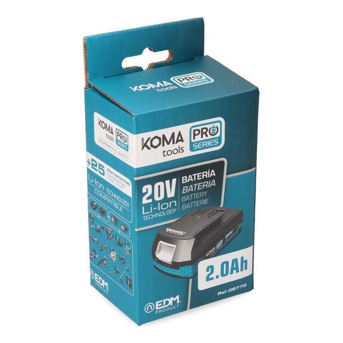 KOMA TOOLS 20v-b2 Batterie Li-ion 20V 2.0 Ah 11,7 x 7,5 x 4,6 cm avec indicateur de charge KOMA TOOLS 20v-b2 Batterie Li-ion 20V 2.0 Ah 11,7 x 7,5 x 4,6 cm avec indicateur de charge