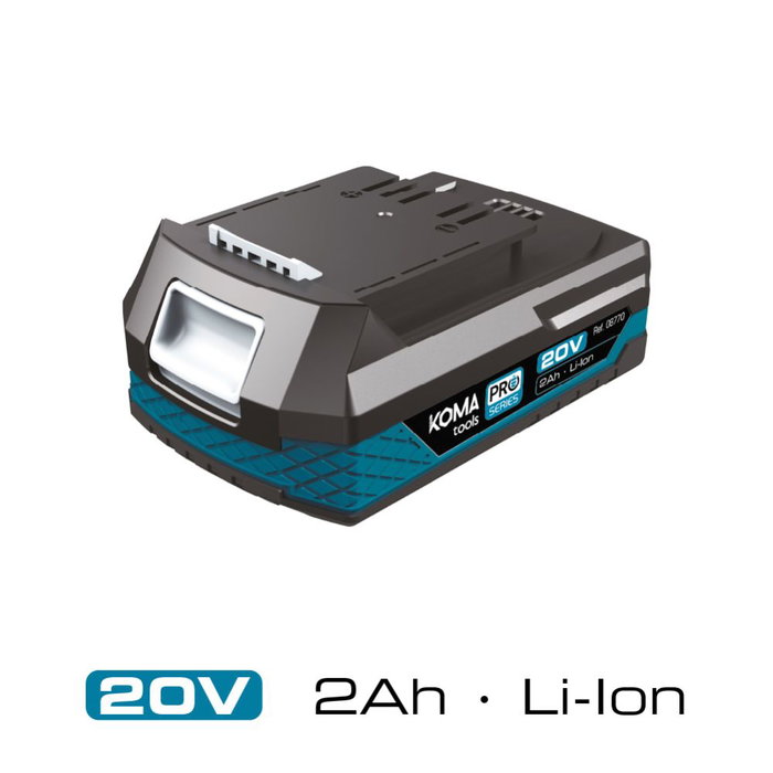 KOMA TOOLS 20v-b2 Batterie Li-ion 20V 2.0 Ah 11,7 x 7,5 x 4,6 cm avec indicateur de charge KOMA TOOLS 20v-b2 Batterie Li-ion 20V 2.0 Ah 11,7 x 7,5 x 4,6 cm avec indicateur de charge