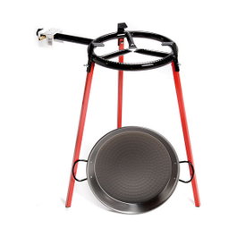 Vaello Set paellera en acier poli Ø38cm avec trépied et brûleur à gaz 300mm