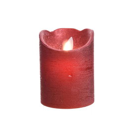 Lumineo Bougie LED cire rouge finition métallique Ø7,5 x 10 cm avec minuterie