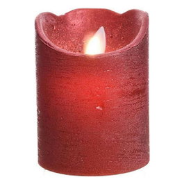 Lumineo Bougie LED en cire rouge finition métallique