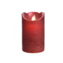 Lumineo Bougie LED cire rouge métallisé Ø7,5 x 12,5 cm avec minuterie lumière chaude