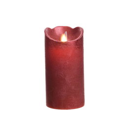 Lumineo Bougie à LED rouge finition métallique Ø7,5 x 15 cm avec minuterie