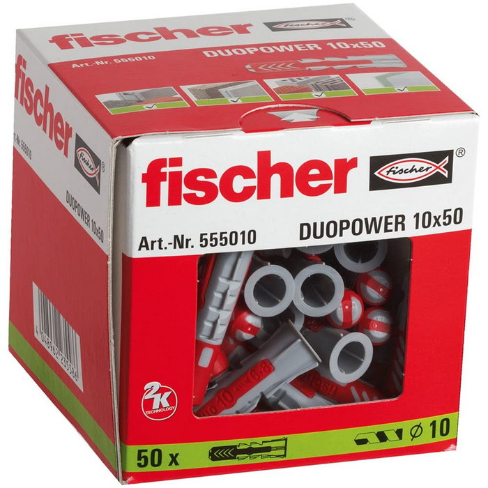 Crampons Fischer Duopower 555010 50 Pièces 10 x 50 mm