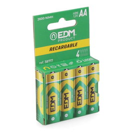 Edm Piles Rechargeables Eco-Series AA HR6 2600 mAh 1,2 V Lot de 4 Ø 14,5 x 50,5 mm