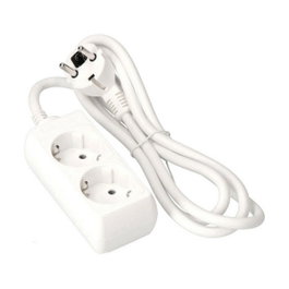 Edm Multiprise blanche 2 prises Schuko avec câble 1,5 m