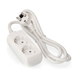 Edm Multiprise blanche avec 2 prises Schuko et câble de 3 m