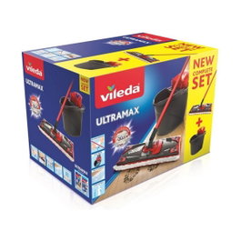 Vileda Set Ultramax mopa microfibres 2 en 1, Gris / rouge
