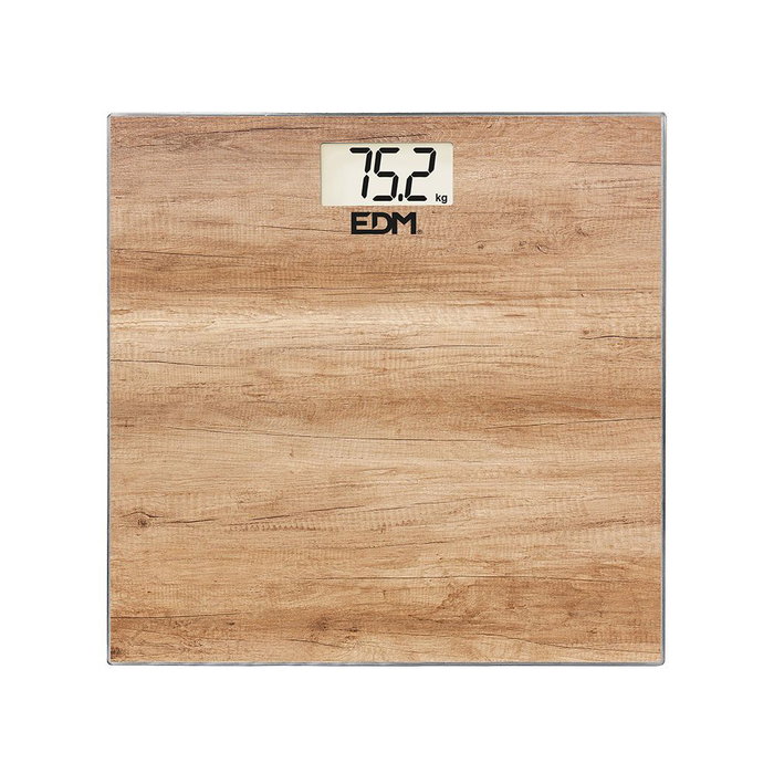 Edm Báscula de bain digitale effet bois 180 kg, modèle 3 edm, écran LCD, cristal