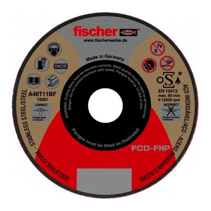 Fischer Disque de coupe fcd high performance acier inox ø115 x 1,0 x 22,23 mm Fischer Disque de coupe fcd high performance acier inox ø115 x 1,0 x 22,23 mm