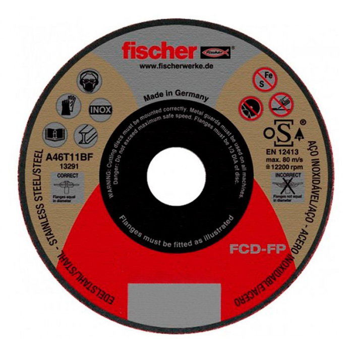 Fischer Disque de coupe FCD Performance pour acier inox 115 x 1,0 x 22,23 mm Fischer Disque de coupe FCD Performance pour acier inox 115 x 1,0 x 22,23 mm