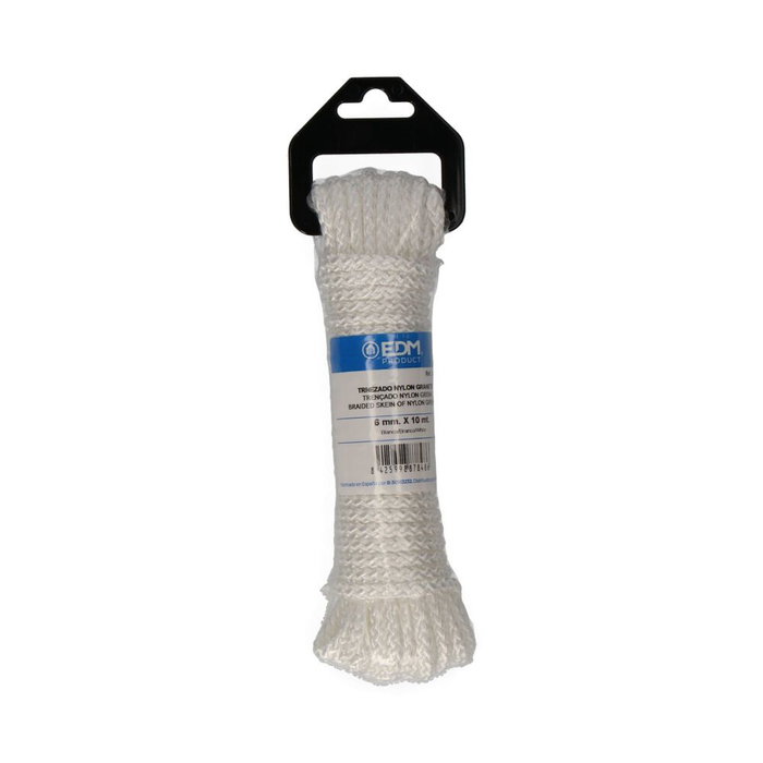 Edm Corde tressée nylon blanc et grenat 6 mm x 10 m