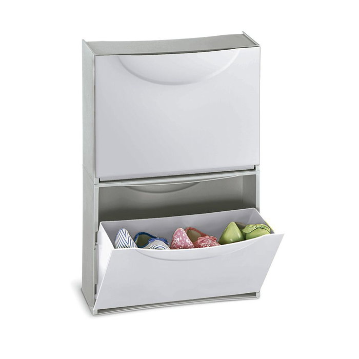 Terry Zapatero modulable blanc 51x19x39 cm en polypropylène pour 3 paires de chaussures