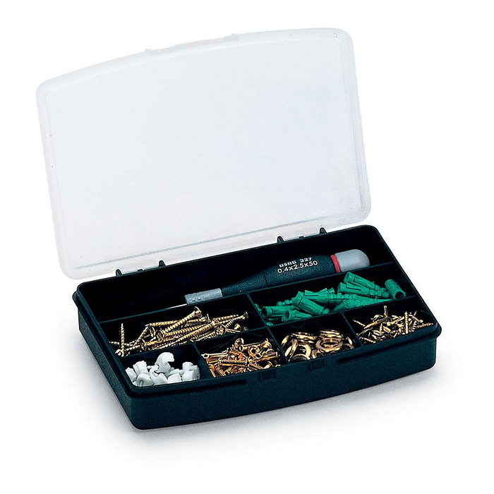 Terry Boîte de rangement avec couvercle 7 compartiments fixes 17,5 x 12,2 x 3 cm Noir Terry Boîte de rangement avec couvercle 7 compartiments fixes 17,5 x 12,2 x 3 cm Noir