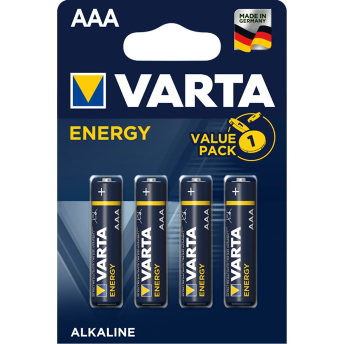 Varta Energy AAA 1,5 V - Blister de 4 piles alcalines LR03 Varta Energy AAA 1,5 V - Blister de 4 piles alcalines LR03