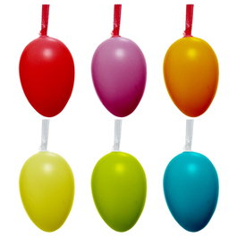 Decoris Ensemble de 6 œufs de Pâques en plastique Ø4x6cm, couleurs assorties