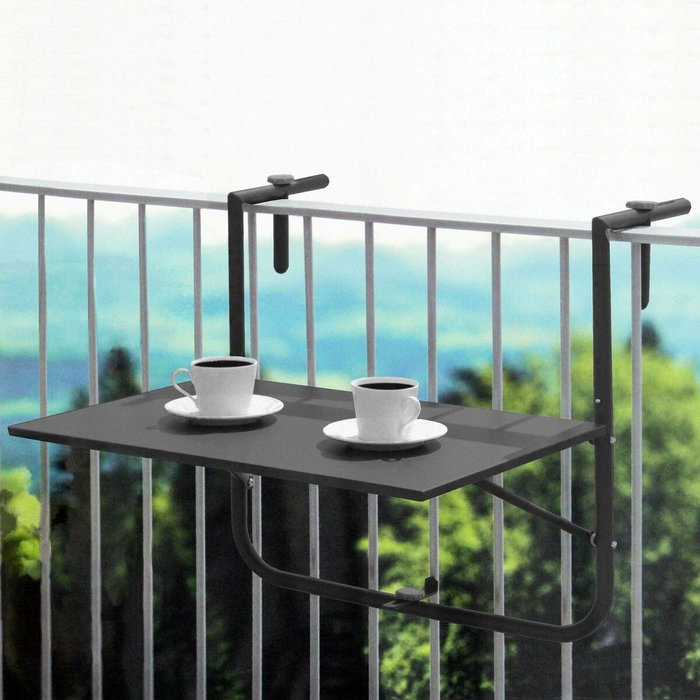 Table pliante pour balcon Ambiance Noir Gris foncé 60 x 43 cm Table pliante pour balcon Ambiance Noir Gris foncé 60 x 43 cm