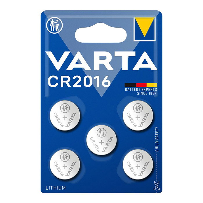 Varta CR2016 Pile bouton lithium 3V Ø20,0 x 1,6 mm blister 5 unités Varta CR2016 Pile bouton lithium 3V Ø20,0 x 1,6 mm blister 5 unités