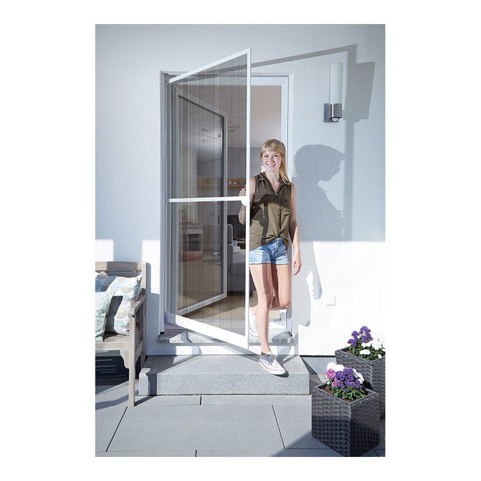Moustiquaire Schellenberg Porte Fibre de Verre Aluminium Blanc (100 x 210 cm)