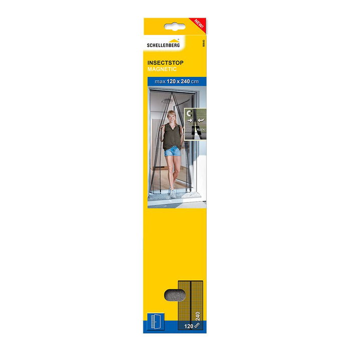 Rideau Moustiquaire Schellenberg Portes Magnétique Fibre de Verre Anthracite (120 x 240 cm)