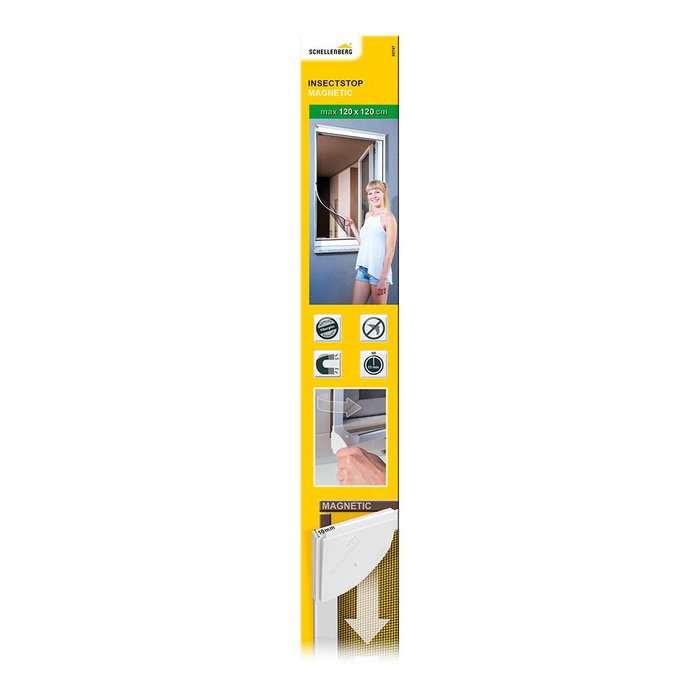 Moustiquaire Schellenberg Magnétique Avec cadre Fibre de Verre Blanc (100 x 120 cm)