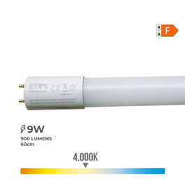 Edm Tube LED T8 60cm 9W 900lm 4000K Lumière du Jour Équivalent 18W Angle 360°