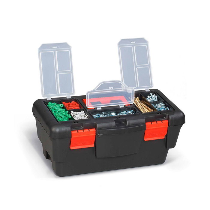 Terry Caisse à outils Eko Toolbox 16 avec plateau et organiseur, noir/orange, 40 x 20 x 17,5 cm Terry Caisse à outils Eko Toolbox 16 avec plateau et organiseur, noir/orange, 40 x 20 x 17,5 cm