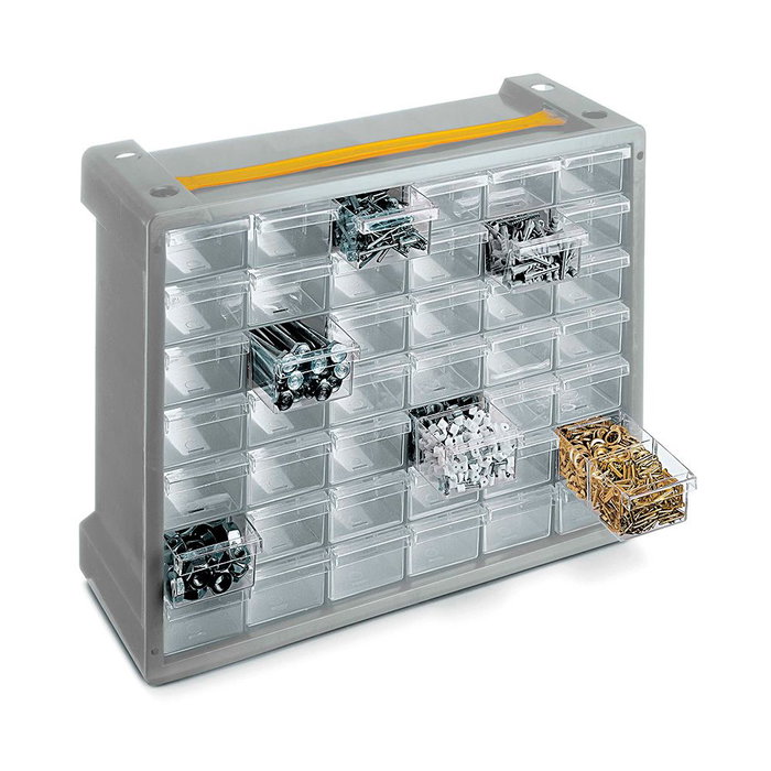 Terry N42 Cajonera pour vis avec 16 tiroirs 40,5 x 15 x 32,5 cm transparent polypropylène