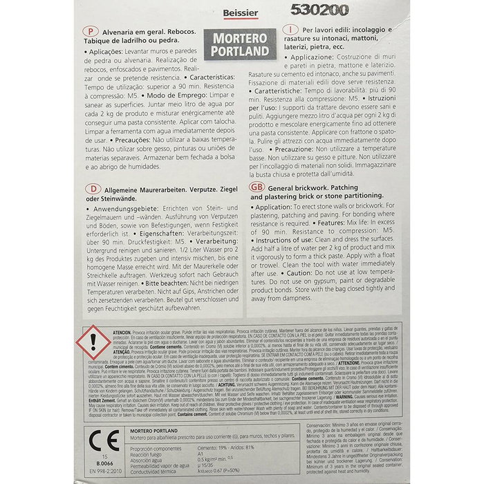 Beissier Mortier de construction 70303-001 Portland Gris 2 Kg
