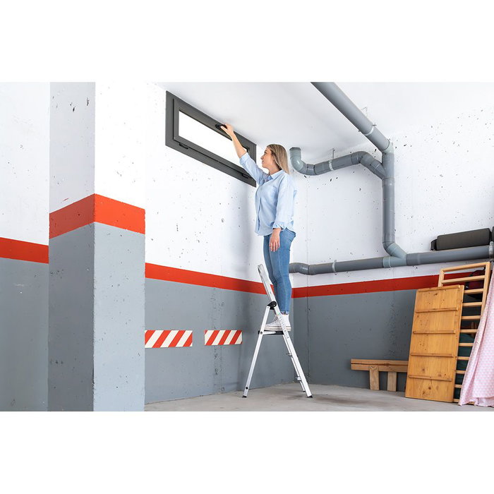 Edm Escalier domestique aluminium 3 marches pliable hauteur 58 cm poids max 150 kg