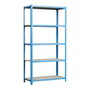 Simon Rack 448100025201055 Maderclick Plus 5/500 - Étagère métallique sans vis 5 niveaux 2000x1000x500 mm bleu/bois, charge 150 kg/étagère