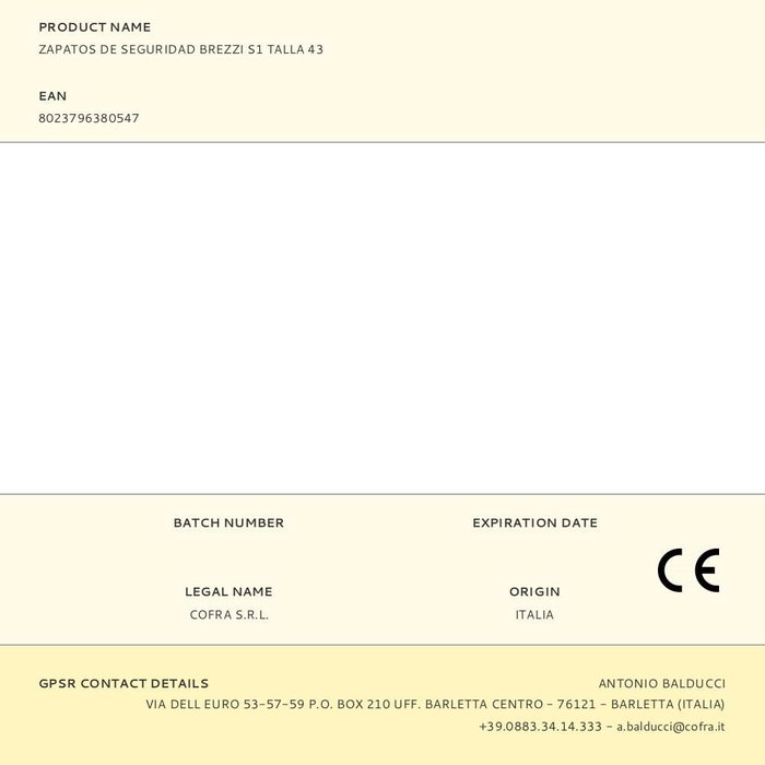 Cofra Brezzi Bleu S1 Taille 43