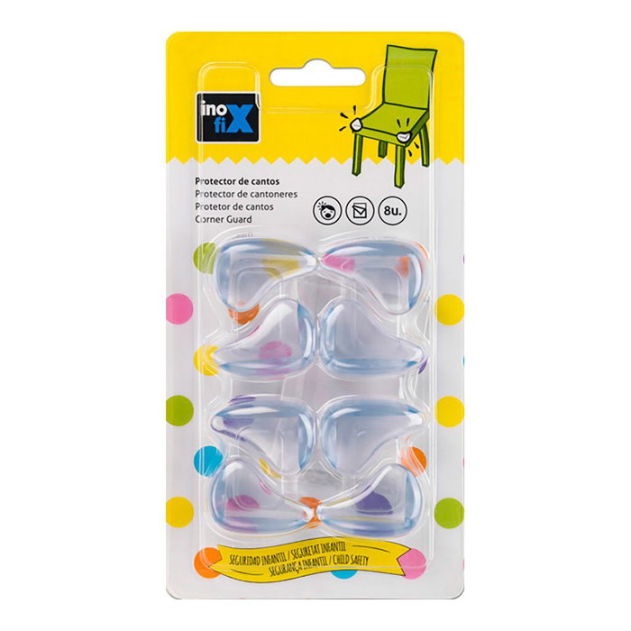 Inofix 5001 Protecteur de coins PVC flexible adhésif transparent 20 x 34 x 25 mm 8 pièces blister