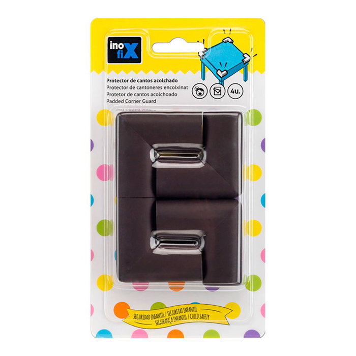 Inofix Protector de coins caoutchouc marron modèle 5002 24x52x52 mm 4 pièces blister