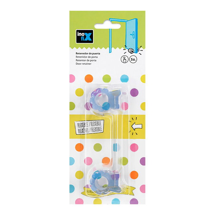 Inofix Référence 5203 Retenue de porte flexible transparente en caoutchouc et métal Bloque-porte 38x128x36 mm
